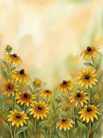 Watercolor yellow daisy flowers border frame with soft pastel background for greeting cards, invitations, and botanical design projects.