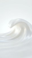 Smooth white cream swirl with glossy texture isolated on light background, suitable for cosmetics, skincare, and beauty product packaging design.