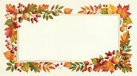 Autumn leaves and berries frame a blank rectangular space on cream background, ideal for seasonal greetings, fall invitations, and harvest-themed designs.