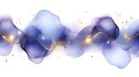 Abstract purple and blue watercolor waves with golden sparkles flowing horizontally across white background for luxury design projects.