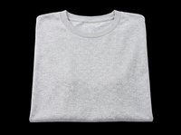 Blank heather gray crewneck t-shirt isolated on transparent background, ready for custom design, sublimation, print-on-demand, and apparel decoration projects.