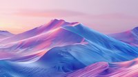 Dreamy mountain landscape in surreal pink and blue colors with smooth curves and gentle slopes creating ethereal atmosphere at sunset. Artistic fantasy scenery.