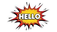 Comic book style hello speech bubble with explosion burst effect isolated on white background for pop art designs and greeting concepts.