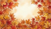 Autumn maple leaves in shades of red, orange, and gold frame a soft cream background, creating a seasonal border ideal for fall designs and seasonal marketing materials.