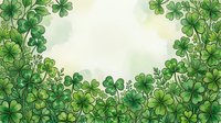 Watercolor green clover frame border with copy space, Saint Patricks Day festive background for greeting cards and banners.