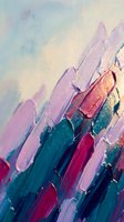 Colorful nail polish swatches in shades of purple, pink, teal, and red arranged diagonally with glossy finishes and glitter details for cosmetics and beauty marketing.