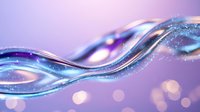 Flowing abstract wave with glowing blue and purple light effects, sparkles and bokeh on gradient background, modern dynamic design element.