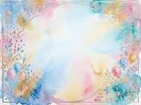 Watercolor floral frame with pastel rainbow colors and botanical elements creating decorative border on white background for spring designs.