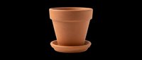 Terracotta clay flower pot with matching saucer, isolated on transparent background. Ready for design use on t-shirts, clipart, stickers, print-on-demand products, and sublimation projects.