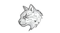 Hand-drawn wolf head profile with detailed fur texture and flowing mane isolated on white background for tattoo designs and apparel graphics.