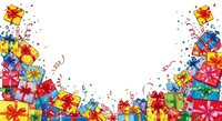Colorful gift boxes with ribbons and bows exploding across white background, isolated design element for celebrations, parties, and festive occasions.
