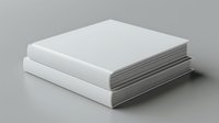 Stack of blank white books with clean covers on neutral background for mockup and design projects.