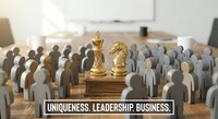Golden chess pieces king and knight standing prominently among crowd of paper cutout figures representing leadership excellence in corporate strategy.