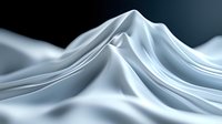 Smooth white silk fabric waves creating elegant folds and curves against dark background, luxurious textile with soft shadows and highlights for fashion design.