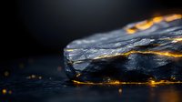 Dramatic close-up of melting ice with golden light shining through transparent crystal structure against dark background, creating magical atmospheric effect.