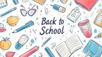 Colorful back to school pattern with educational supplies, stationery items, books and snacks in doodle style on white background. Seamless repeat design for seasonal use.