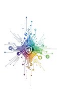 Digital cybersecurity circuit board design with colorful gradient technology pattern and lock shield symbol for data protection concepts.