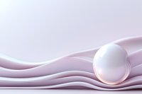 Glossy transparent sphere resting on soft pastel pink wavy layers, minimal elegant composition with copy space for luxury branding.