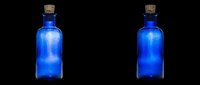 Cobalt blue glass apothecary bottles with cork stoppers, isolated on transparent background. Ready for t-shirt design, stickers, clipart, print on demand, and sublimation.