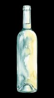 Watercolor glass wine bottle isolated on transparent background, ready for stickers, print on demand, sublimation, T-shirt design, and clipart use.