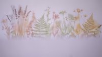 Delicate dried flowers and ferns arranged in botanical composition on soft pink background for natural home decor and wellness design projects.