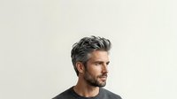 Middle-aged man with salt-and-pepper hair and facial stubble wearing dark clothing against neutral background. Suitable for business, lifestyle, and portrait projects.