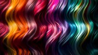Vibrant wavy lines in rainbow colors flow across dark background creating dynamic abstract pattern with glowing neon effect and smooth gradient transitions.