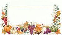 Autumn harvest frame with pumpkins, gourds, grapes, and fall foliage on isolated white background, ready for greeting cards, invitations, and seasonal design projects.