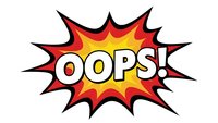 Comic book style explosion burst with OOPS text in bold letters. Colorful pop art speech bubble with red yellow gradient background isolated on white.