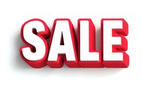 Bold red and white 3D SALE text on isolated background for promotional marketing, retail advertising, and seasonal discount campaigns.