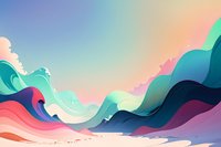 Abstract colorful waves in pastel and vibrant tones create a dreamy landscape composition perfect for modern design projects, wallpapers, and creative backgrounds.