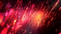 Vibrant red and gold light streaks with glowing particles create dynamic motion effect against dark background, adding energy and movement to creative designs.