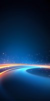 Abstract glowing curved lines with sparkles against deep blue background, creating dynamic motion effect for technology and communication designs.