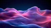 Abstract flowing waves in vibrant pink and blue neon colors creating dynamic motion effect against dark background, suitable for modern tech designs and presentations.