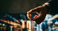 Businessman checking time on luxury wristwatch in modern urban setting with bokeh city lights background for corporate lifestyle concepts.