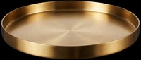 Brass round tray with raised rim, isolated on transparent background. Ready for design use on product mockups, print-on-demand items, and digital compositions.