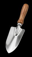 Garden spade with wooden handle isolated on transparent background, ready for gardening, landscaping, and design projects like t-shirts and clipart.