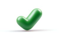 Green checkmark symbol floating with soft shadow on white background, isolated design element for approval, confirmation and success concepts.