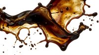 Dynamic chocolate and caramel liquid splash with golden bubbles creating artistic swirls and droplets on white background for confectionery advertising.
