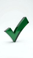 Green checkmark symbol isolated on white background for approval, success, and verification concepts in business presentations and marketing materials.