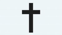 Black Christian cross symbol on light gray background for religious designs, church materials, faith-based projects and spiritual presentations.