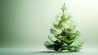Translucent green abstract Christmas tree shape created from delicate flowing fabric or mesh against soft gradient background.