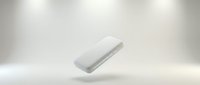 White rectangular block floating in minimalist studio space with soft lighting and neutral background for modern design projects.