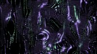 Abstract liquid metal waves with holographic purple and green reflections creating futuristic digital art background for modern design projects.