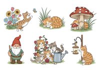 Cute woodland creatures and garden elements isolated on white background, ready for children's designs, nursery decor, t-shirts, and clipart applications.