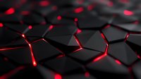 Abstract black geometric hexagonal background with glowing red light in joints and cracks, creating futuristic technological pattern for modern design concepts.