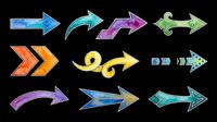 Colorful directional arrows in various styles isolated on transparent background, ready for clipart, t-shirt design, stickers, print-on-demand products, and digital design projects.