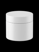 White cylindrical cosmetic jar with lid isolated on transparent background, ready for product packaging design, e-commerce mockups, beauty branding, sublimation, and print-on-demand applications.