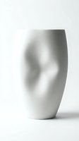 Modern white ceramic vase with organic curved form and smooth matte finish isolated on white background for contemporary home decor and interior design.