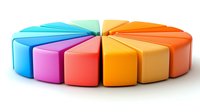 Colorful circular diagram segments arranged in rainbow spectrum on white background, suitable for business presentations and infographic design elements.